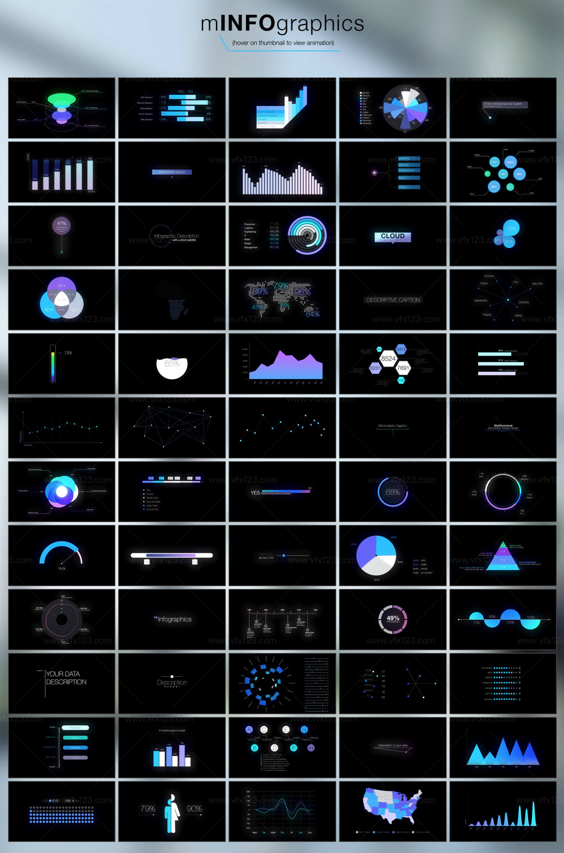 60种公司企业信息数据图表动画 mInfographics