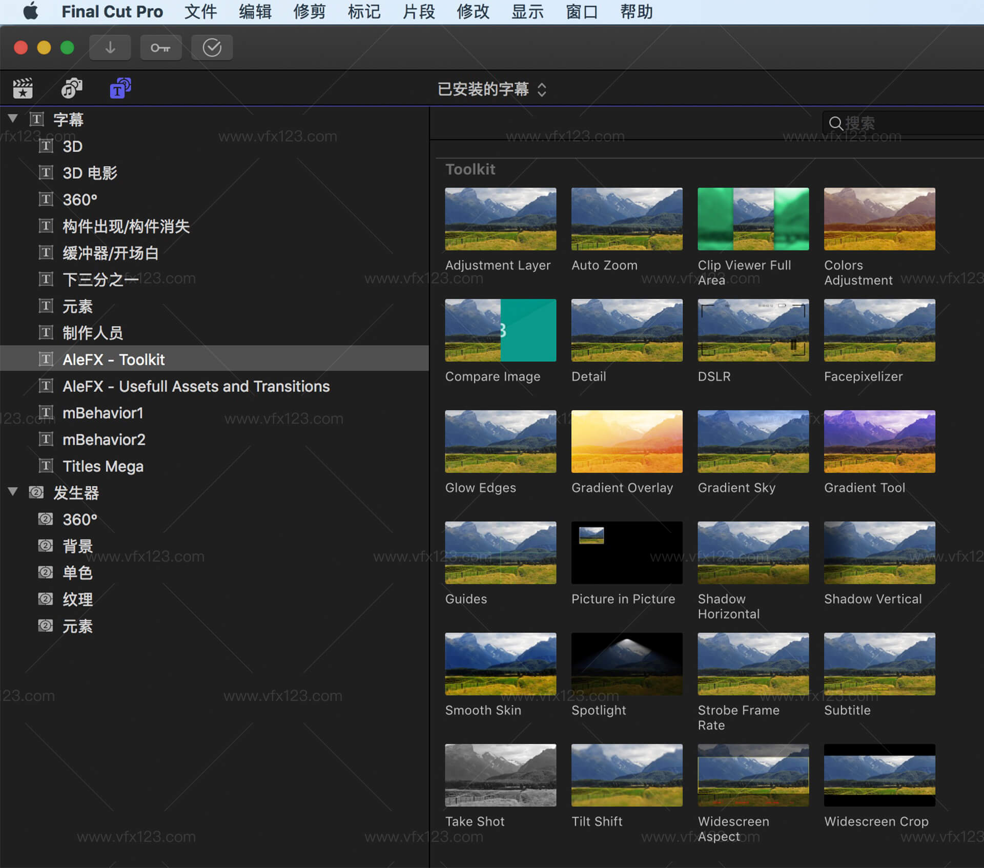 FCPX Assets Toolkit and Transitions FCPX超强工具包和转场集合