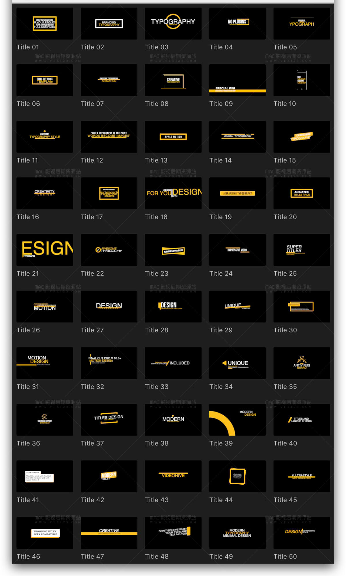 fcpx标题插件 50个现代简洁公司商务类标题模板 | MAC影视后期资源站