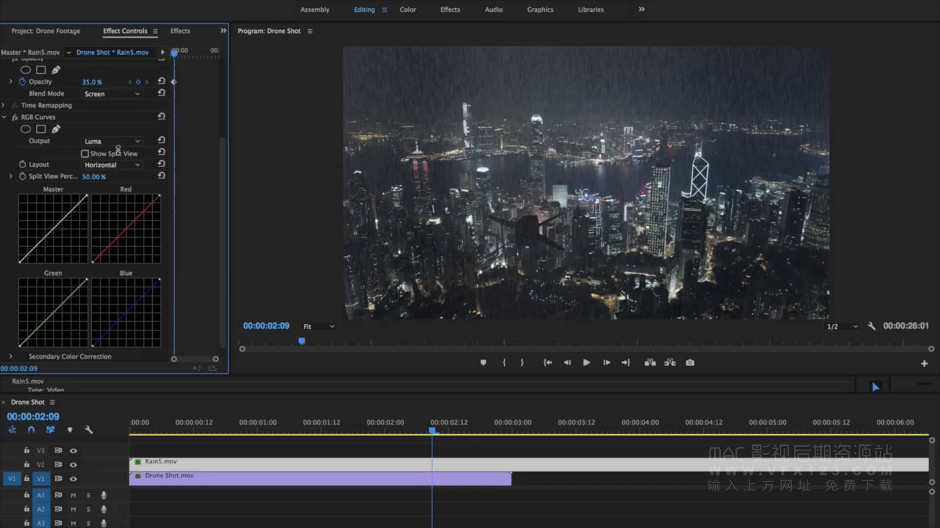 视频素材 25个下雨场景4K视频特效合成素材 Lens Distortions Rain | MAC影视后期资源站