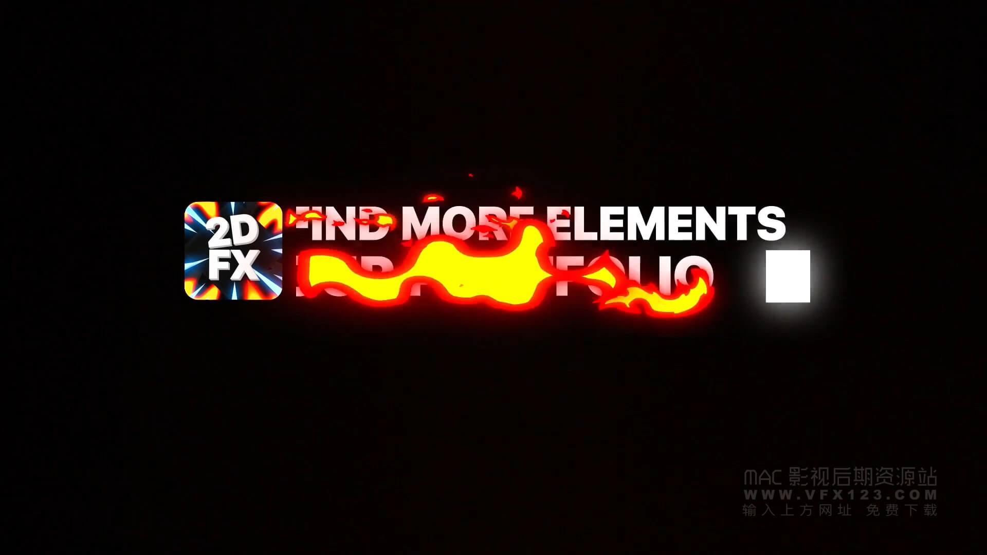 Ae模板 卡通动画火元素标题转场 Fire Elements Titles And Transitions 丨 MAC影视后期资源站