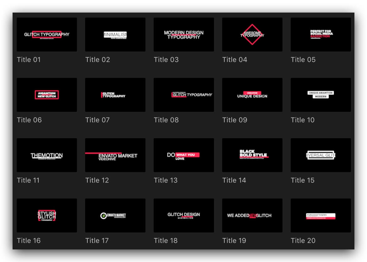 fcpx插件 20个信号干扰损坏文字标题动画 Vlog旅拍常用标题效果 | MAC影视后期资源站