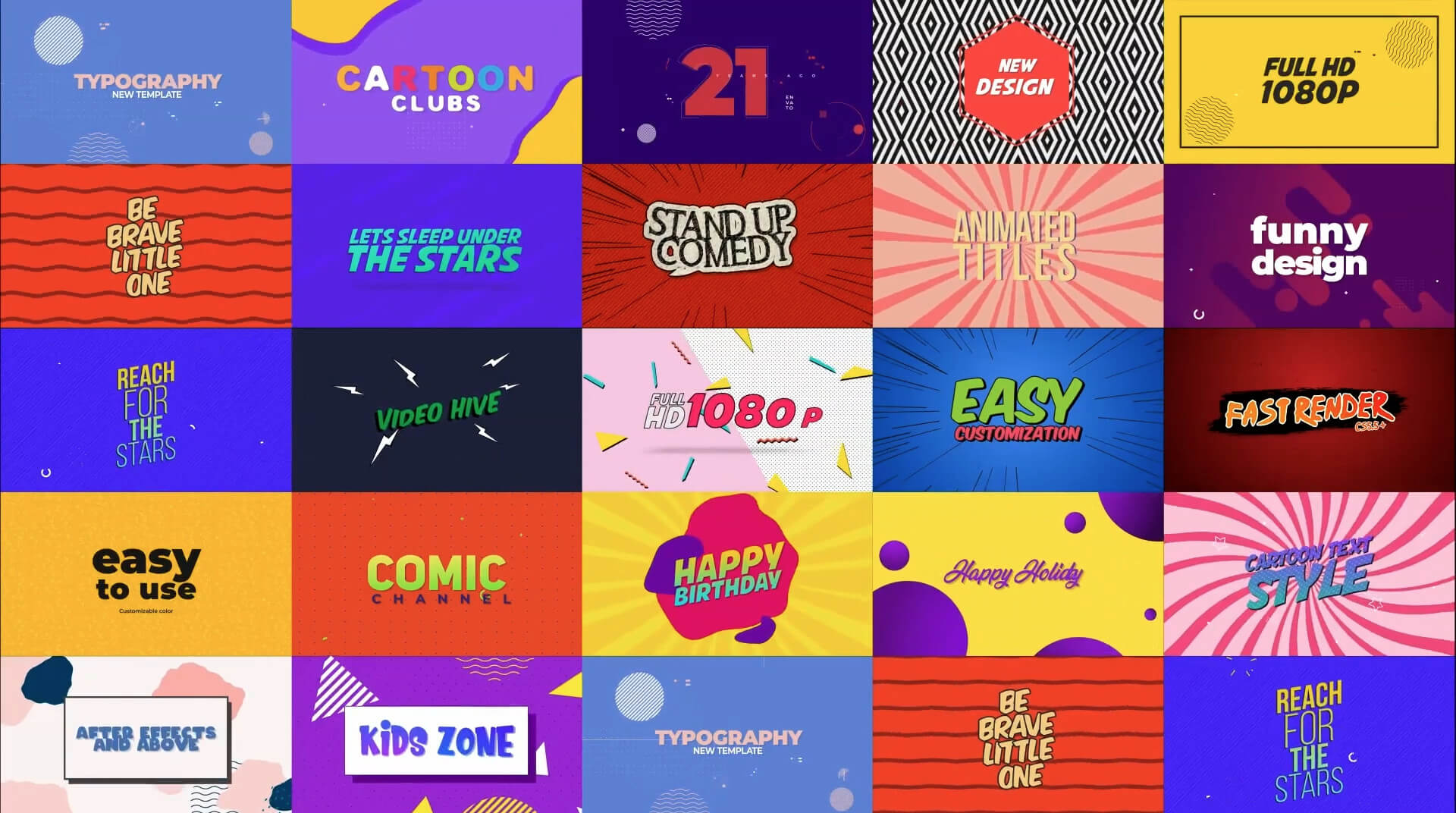 Ae模板 22个动态卡通动漫标题模板 Dynamic Cartoon Titles 丨 MAC影视后期资源站